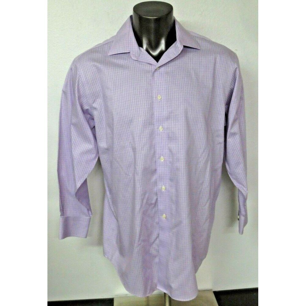 BROOKS BROTHERS 346 SHIRT Mens 16‎ 1/2-2/3 Purple Striped NON IRON REG FIT